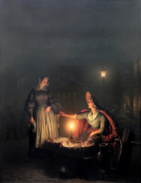 Fish Seller, Evening Market by Petrus van Schendel