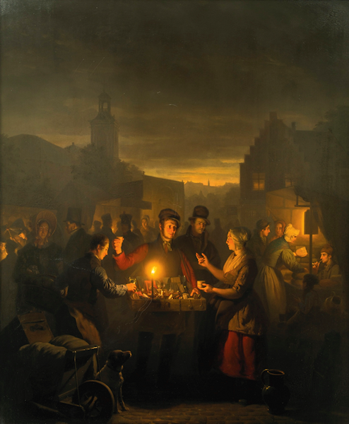 The Noordermarkt by Night by Petrus van Schendel