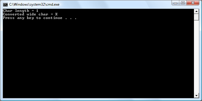 mbrtowc() Output