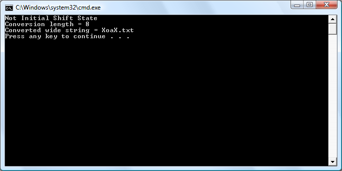 mbsinit() Output