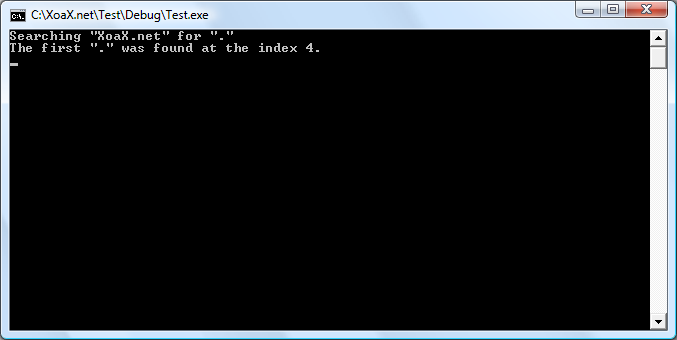 wcschr() Output