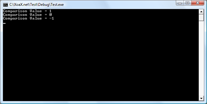 wcscmp() Output