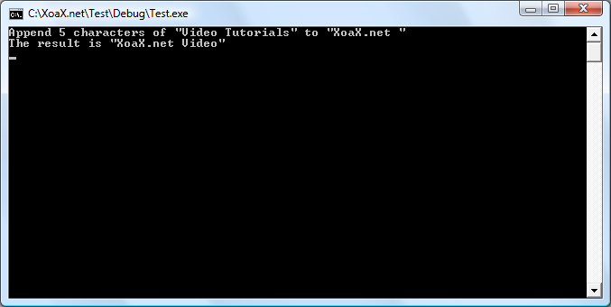 wcsncat() Output
