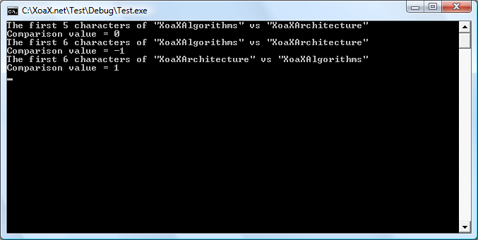 wmemcmp() Output