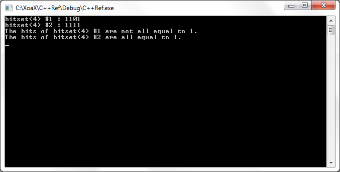bitset<N>::all() Output