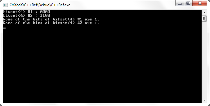 bitset<N>::none() Output