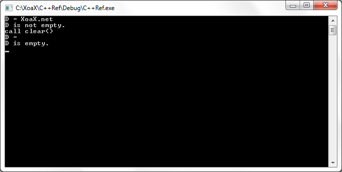 deque<X, A>::empty() Output