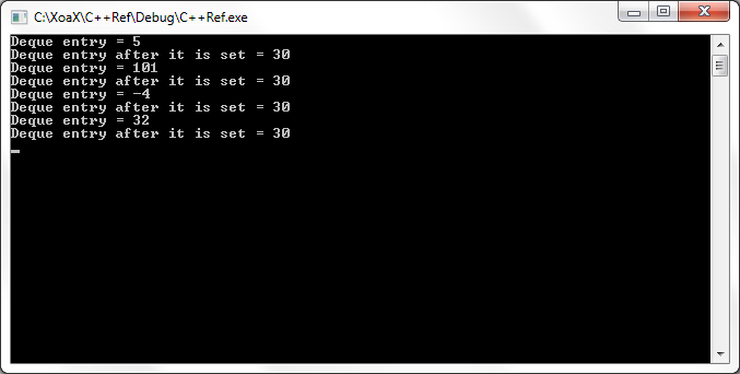 deque<X, A>::iterator Output
