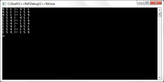 operator>=() Output