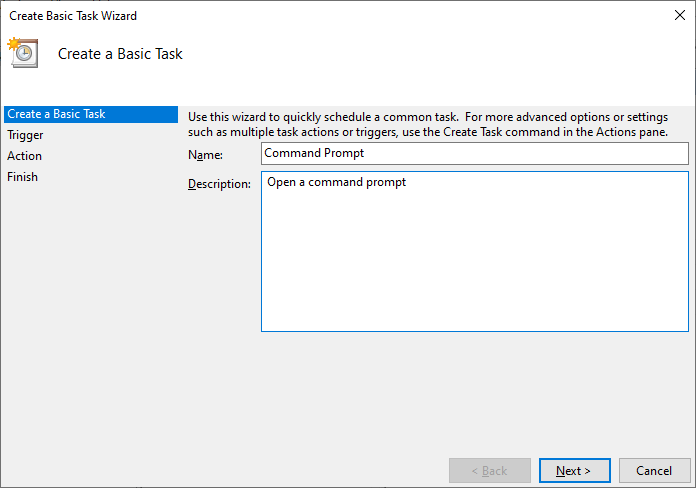 Create Basic Task Wizard