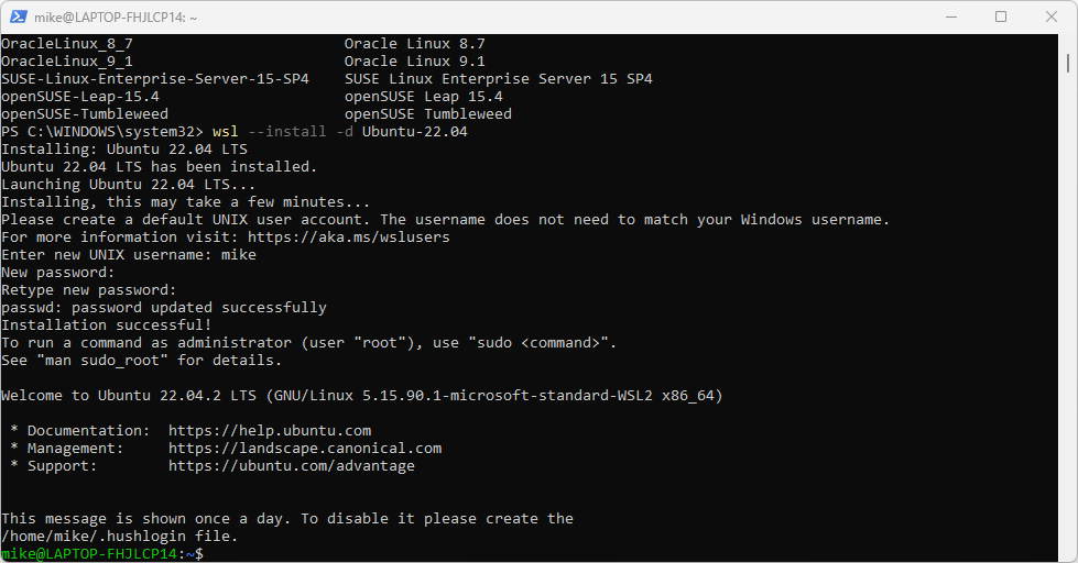 Installed Linux Distribution